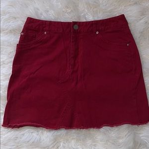 forever 21 red denim mini skirt